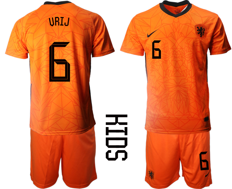 2021 European Cup Netherlands home Youth #6 soccer jerseys